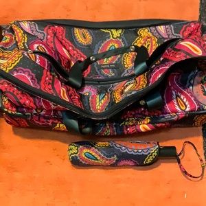 Vera Bradley rolling duffel with matching umbrella